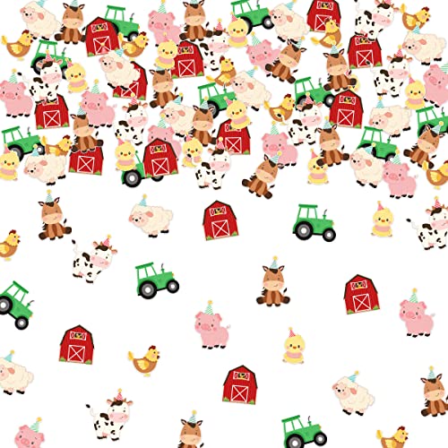 Farm Animal Baby Shower Confetti for Table Red for Girls Farm Animal Themed Stickers for Baby Shower Baby Girl Barnyard Party Decoration