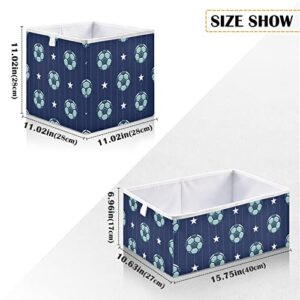 Soccer Sport Cube Storage Bin Collapsible Storage Bins Waterproof Toy Basket for Cube Organizer Bins for Toys Nursery Kids Closet Book Bathroom Office - 11.02x11.02x11.02 in