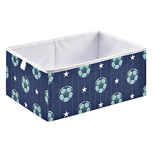 Soccer Sport Cube Storage Bin Collapsible Storage Bins Waterproof Toy Basket for Cube Organizer Bins for Toys Nursery Kids Closet Book Bathroom Office - 11.02x11.02x11.02 in