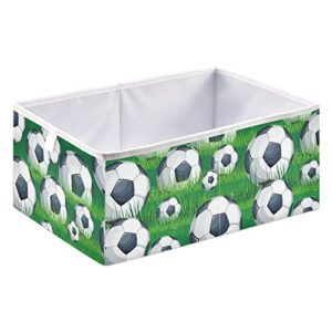 Beautiful Soccer Football Cube Storage Bin Collapsible Storage Bins Waterproof Toy Basket for Cube Organizer Bins for Kids Girls Boys Toys Book Office Home Shelf Closet - 11.02x11.02x11.02 in