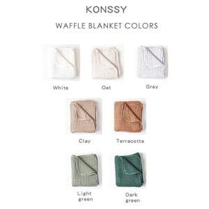 Konssy Waffle Baby Blankets, Nursery Blankets for Boys Girls, Swaddle Blankets Neutral Soft Lightweight Toddler and Kids Throw Blankets(Oat)