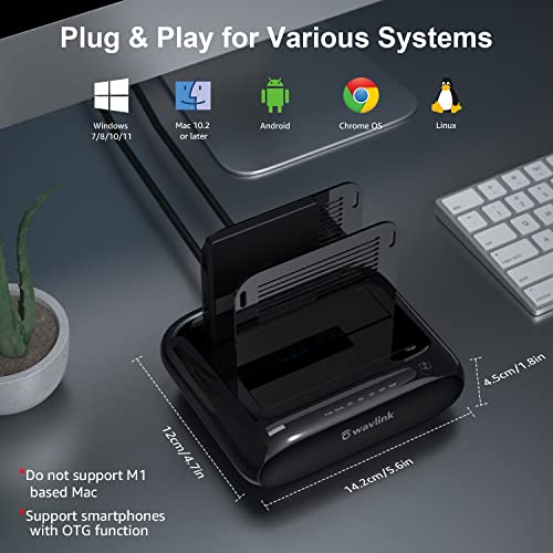 WAVLINK Dual Bay External Hard Drive Docking Station,USB 3.0 to SATA I/II/III for 2.5 or 3.5in HDD/SSD with Offline Clone Function, Supports UASP SATA 5Gbps[ 2x16TB Support]