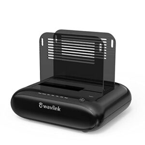 wavlink dual bay external hard drive docking station,usb 3.0 to sata i/ii/iii for 2.5 or 3.5in hdd/ssd with offline clone function, supports uasp sata 5gbps[ 2x16tb support]