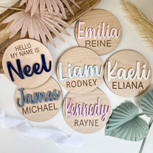 imaginate wooden & acrylic baby name announcement sign - custom engraved 3d baby name plaque - birth announcement - modern newborn photo prop - hospital name sign - personalized newborn gift - keepsake