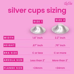 LaVie Silver Nursing Cups, Soothing Protection for Nursing Nipples, Calming Relief for Breastfeeding Moms, Silver Nipple Covers All Natural (Size 1)