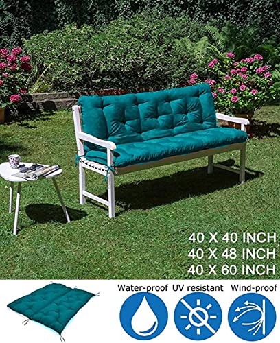 Rlosqvee Porch Swing Cushions, Thicken 4" Outdoor Swing Cushions Replacement Set 2/3 Seater with Back for Outdoor Furniture Patio Garden Bench (Lake Blue 60x40 inch)