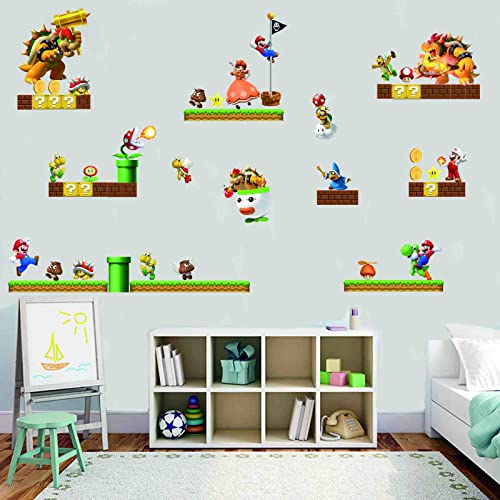 Brothers Wall Decals Build Scene Wall Stickers Peel and Stick Video Game Wall Art Decor Decals for Kids Boys Room Nursery Living Room and Door