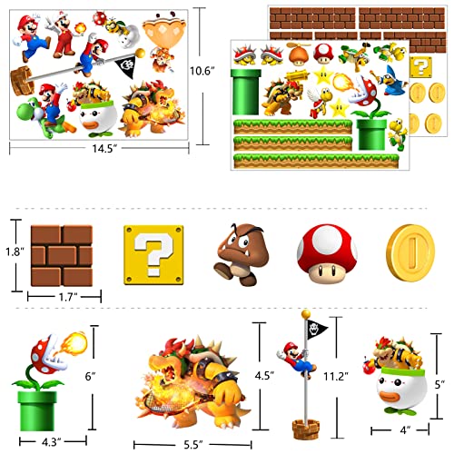 Brothers Wall Decals Build Scene Wall Stickers Peel and Stick Video Game Wall Art Decor Decals for Kids Boys Room Nursery Living Room and Door