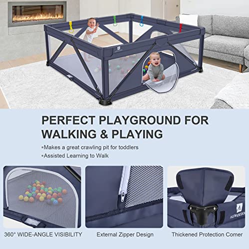 A ALFRESCOOL Foldable Baby Gate Playpen, 71"x71"(35 sq. ft Space), Extra Large Playards for Toddler, Indoor & Outdoor, Kids Activity Center, Suitable for Home Travel Picnic