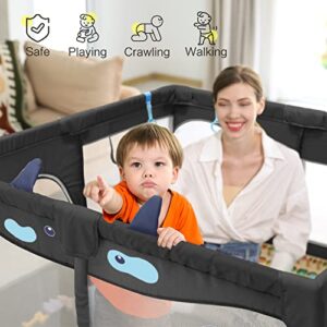 Letfonmo Playpen with Mat for Babies and Toddlers, Baby Play Yards No Gaps, Playpen with Gate, Indoor & Outdoor Kids Activity Center, Safety Baby Fence Play Area for Apartment