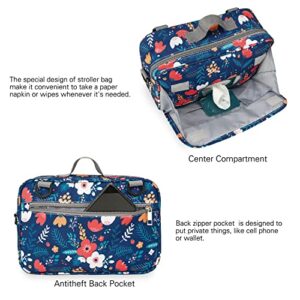 Baby Diaper Caddy Bag - Diaper Caddy Tote Baby Stroller Bag Nursery Storage Bin for Diapers, Wipes & Toys Mini Diaper Bag for Outdoor (Blue Flower)