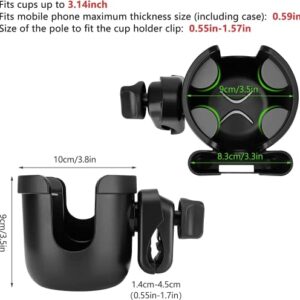 Suranew Wheelchair Cup Holder - Portable Mobility Drink Holder - Compatible with Walker, Rollator, Transport Chair ，Scooter or Stroller - Easy to Install, Removable