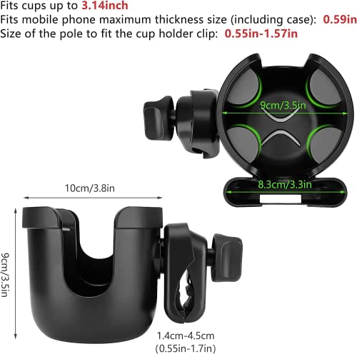 Suranew Wheelchair Cup Holder - Portable Mobility Drink Holder - Compatible with Walker, Rollator, Transport Chair ，Scooter or Stroller - Easy to Install, Removable