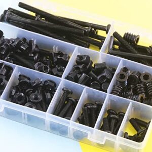 Swpeet 181Pcs M6 x 15mm - 80mm Black Zinc Flat Head Hex Socket Cap Baby Crib Bed Bolts and Threaded Insert Nuts with Flange Nuts and 4 Pronged Tee T Nuts Kit with Allen Wrench