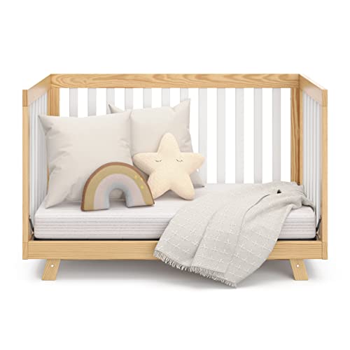 Storkcraft Beckett 3-in-1 Convertible Crib (Natural with White Slats) – Converts from Baby Crib to Toddler Bed and Daybed, Fits Standard Full-Size Crib Mattress, Adjustable Mattress Support Base