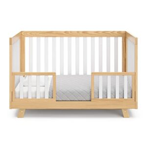 Storkcraft Beckett 3-in-1 Convertible Crib (Natural with White Slats) – Converts from Baby Crib to Toddler Bed and Daybed, Fits Standard Full-Size Crib Mattress, Adjustable Mattress Support Base