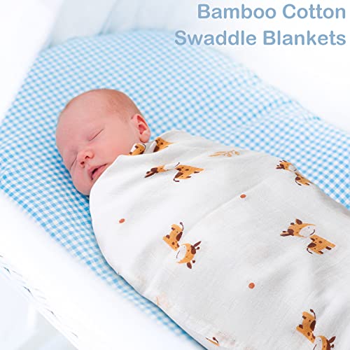 8 Pieces Baby Swaddle Blankets Infant Soft Silky Bamboo Cotton Swaddle Wrap Unisex Muslin Receiving Blanket for Newborn