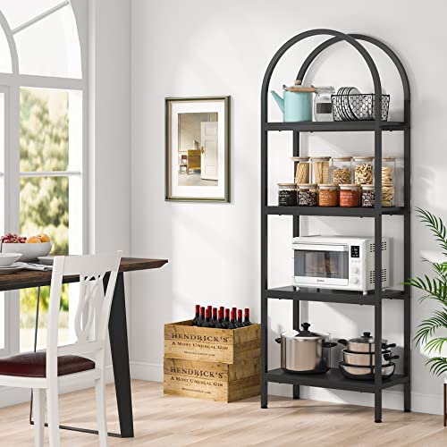 Tribesigns 4-Tier Open Bookshelf, 70.8" Wood Bookcase Storage Shelves with Metal Frame, Freestanding Display Rack Tall Shelving Unit for Office, Bedroom, Living Room, Easy Assembly (Black, 1PC)