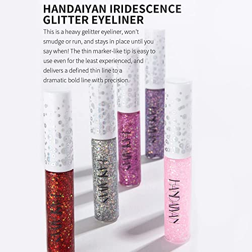 Quxunzzz Liquid Glitter Eyeshadow,Liquid Glitter Eyeliner Metallic Glitter Shimmer Eye Looks Waterproof Long Lasting Quick-Drying Sparkling Eye Shadow Makeup euphoria makeup 11