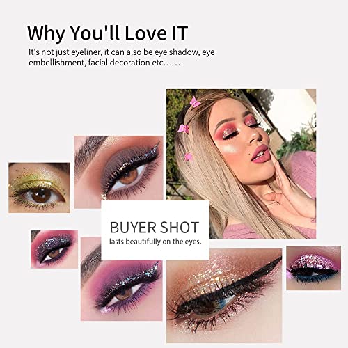 Quxunzzz Liquid Glitter Eyeshadow,Liquid Glitter Eyeliner Metallic Glitter Shimmer Eye Looks Waterproof Long Lasting Quick-Drying Sparkling Eye Shadow Makeup euphoria makeup 11