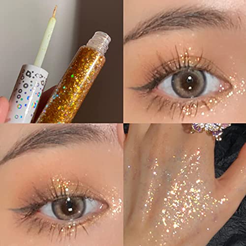 Quxunzzz Liquid Glitter Eyeshadow,Liquid Glitter Eyeliner Metallic Glitter Shimmer Eye Looks Waterproof Long Lasting Quick-Drying Sparkling Eye Shadow Makeup euphoria makeup 11