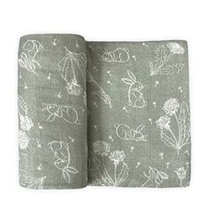 Leyl&Ari Muslin Swaddle Blanket (Sage/Bunny & Dandelion)