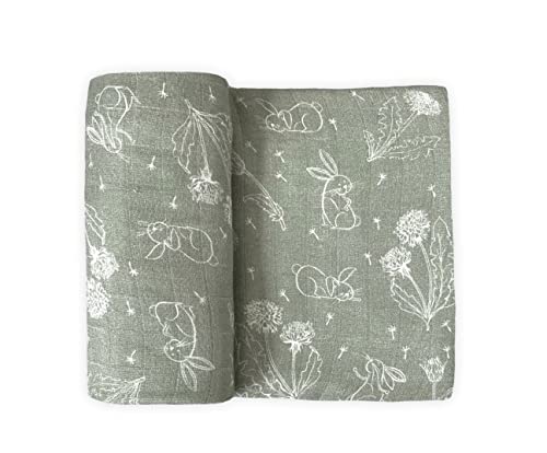 Leyl&Ari Muslin Swaddle Blanket (Sage/Bunny & Dandelion)