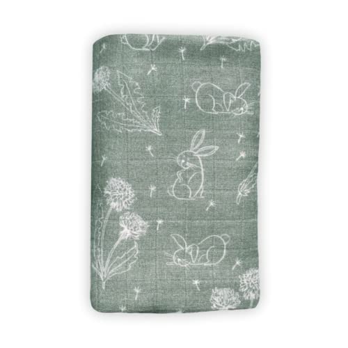 Leyl&Ari Muslin Swaddle Blanket (Sage/Bunny & Dandelion)