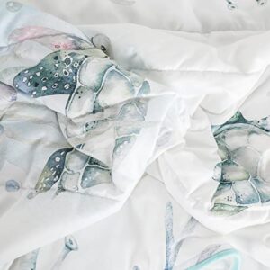 3PCS Crib Bedding Set Baby Minky Blanket Nursery Bed Skirt Set for Baby Girls & Boys(Green sea Turtle，3pc Set)