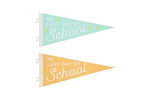 pearhead first & last day pennant flags, back to school and last day of school essentials, photo props for kids, felt flags, first day of school photo prop