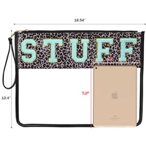 Monogram Clear Stadium Letter bags Chenille Letter Multi-purpose PVC Clear bags Clear purse beach bags for women Snack Makeup Tote bags with Wrist Strap on the beach………