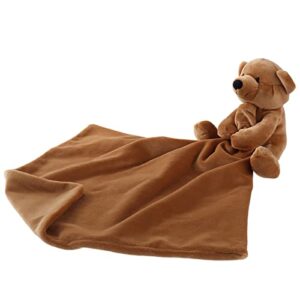 Apricot Lamb Stuffed Animals Security Blanket Brown Teddy Bear Infant Nursery Character Blanket Luxury Snuggler Plush(Brown Bear, 13 Inches)