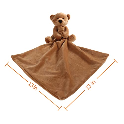 Apricot Lamb Stuffed Animals Security Blanket Brown Teddy Bear Infant Nursery Character Blanket Luxury Snuggler Plush(Brown Bear, 13 Inches)