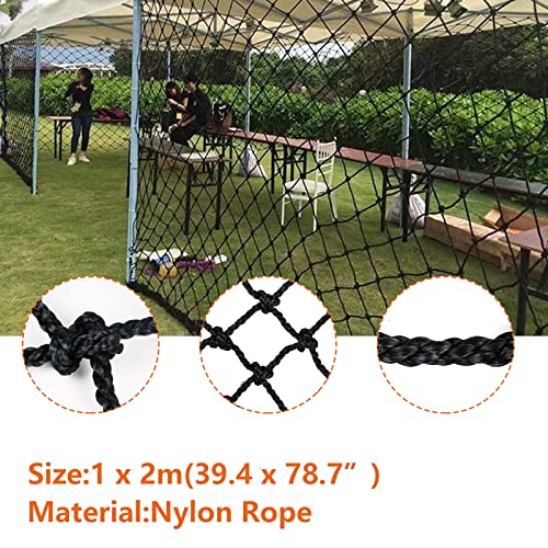 TWSOUL Playground Net, 3.3FT*6.6FT Climbing Cargo Net Rock Climbing Net Rope Ladder for Kids and Adult Military Climbing, Net Indoor Outdoor Climbing, Jungle Gyms, Treehouse, Obstacle Courses, Black