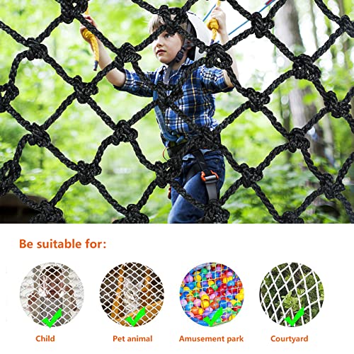 TWSOUL Playground Net, 3.3FT*6.6FT Climbing Cargo Net Rock Climbing Net Rope Ladder for Kids and Adult Military Climbing, Net Indoor Outdoor Climbing, Jungle Gyms, Treehouse, Obstacle Courses, Black