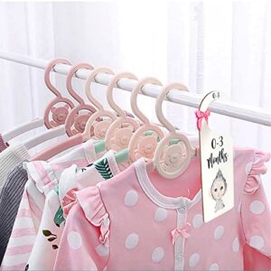Double Sided Wood Closet Size Dividers for Baby girl Clothes Safari Animal Baby Clothing Size Age Dividers from Newborn Infant Nursery Closet Organizer with Ribbon, (0001)