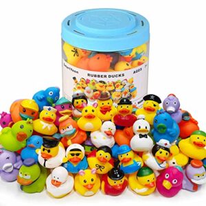 SmartYeen 30pcs Rubber Ducks Bath Toys for Toddlers 1-3,Assorted Duckies bathtime Soft Baby Pool Toys Birthday Gifts