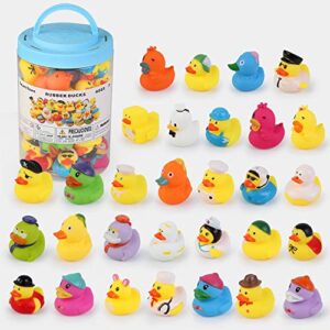 SmartYeen 30pcs Rubber Ducks Bath Toys for Toddlers 1-3,Assorted Duckies bathtime Soft Baby Pool Toys Birthday Gifts