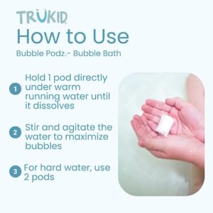 TruKid Bubble Podz Bubble Bath for Baby & Kids, Gentle Refreshing Bath Bomb for Sensitive Skin, pH Balance 7 for Eye Sensitivity, Natural Moisturizers and Ingredients, Lavender (10 Podz)