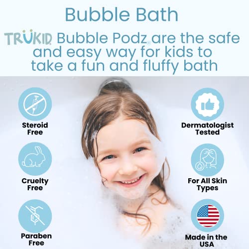 TruKid Bubble Podz Bubble Bath for Baby & Kids, Gentle Refreshing Bath Bomb for Sensitive Skin, pH Balance 7 for Eye Sensitivity, Natural Moisturizers and Ingredients, Lavender (10 Podz)