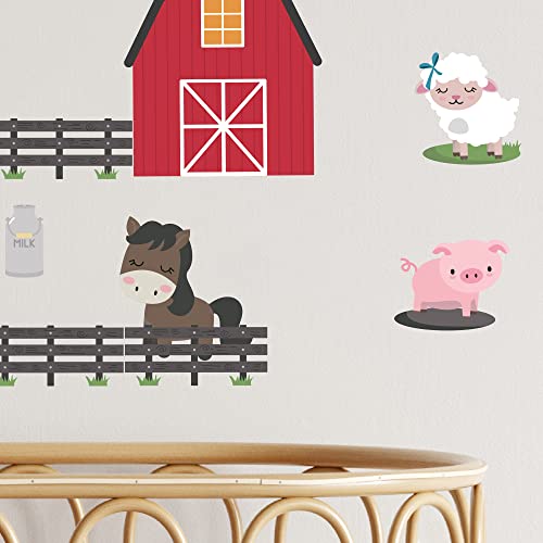 Teddylabels - Wall Stickers for Kids Room Baby Room Nursery Childrens Bedroom - Self-Adhesive Reusable Themed Wall Decals Stickers - Farm Life (Size: 8.46 inch x 6.1 inch)