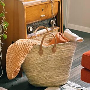 French Market Basket Bag | Handmade Moroccan Seagrass Baskets - Extra Extra Large (24x16) | Wicker Basket for Beach, Laundry, Toy, Blanket, Storage, Baby, or Picnic