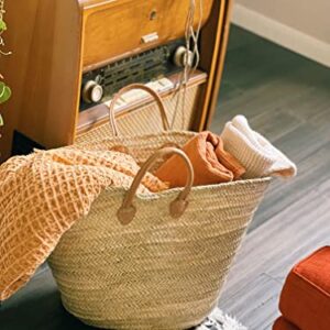 French Market Basket Bag | Handmade Moroccan Seagrass Baskets - Extra Extra Large (24x16) | Wicker Basket for Beach, Laundry, Toy, Blanket, Storage, Baby, or Picnic