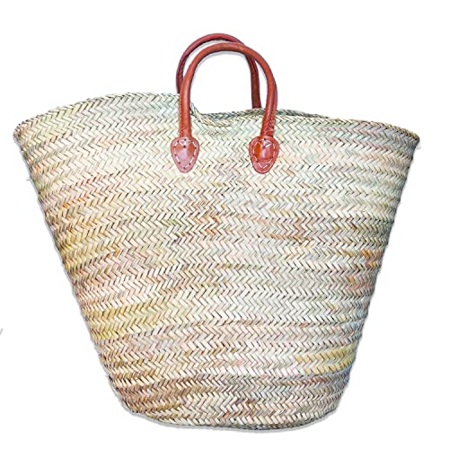 French Market Basket Bag | Handmade Moroccan Seagrass Baskets - Extra Extra Large (24x16) | Wicker Basket for Beach, Laundry, Toy, Blanket, Storage, Baby, or Picnic