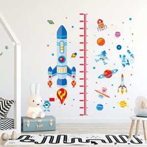 origach space height chart wall decals 20 to 160cm planets rockets stars theme growth wall stickers for cartoon bedroom nursery livingroom wall decor