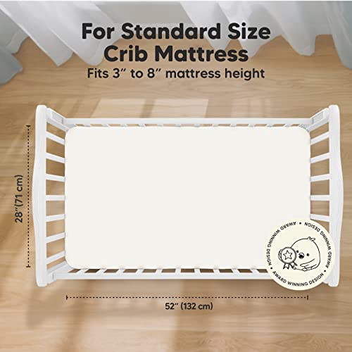 2-Pack Bamboo Crib Sheets for Boys, Girls - Jersey Fitted Crib Sheet, Organic Baby Crib Sheets Neutral, Crib Mattress Sheet, Toddler Bed Sheets, Baby Sheets for Crib, Unisex Crib Fitted Sheet (Khaki)