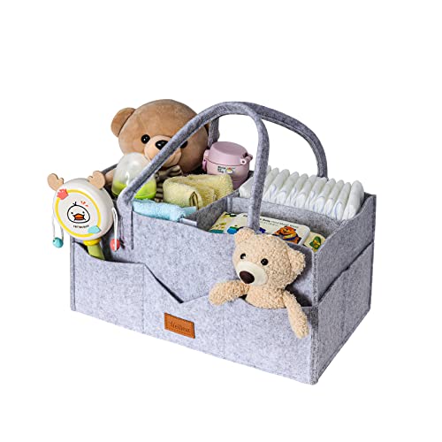 Meilleur Baby Diaper Caddy Organizer: Large Diaper Caddy for Baby Girl & Baby Boy - Felt Diaper Organizer for Changing Table & Car - Baby Diaper Caddy for Baby Nursery Storage - Portable Baby Basket