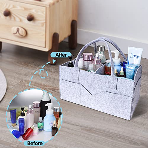 Meilleur Baby Diaper Caddy Organizer: Large Diaper Caddy for Baby Girl & Baby Boy - Felt Diaper Organizer for Changing Table & Car - Baby Diaper Caddy for Baby Nursery Storage - Portable Baby Basket