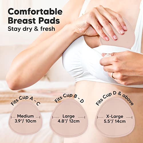 14-Pack Organic Nursing Pads - Washable Breast Pads for Breastfeeding, Nursing Bra Nipple Pads for Breastfeeding, Pumping Bra Reusable Breast Pads, Maternity Breastfeeding Bra Pads (Neutrals, L 4.8")