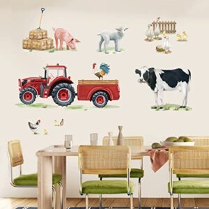 wondever farm animals cow wall stickers farmhouse truck roosters peel and stick wall art decals for kitchen living room kids room